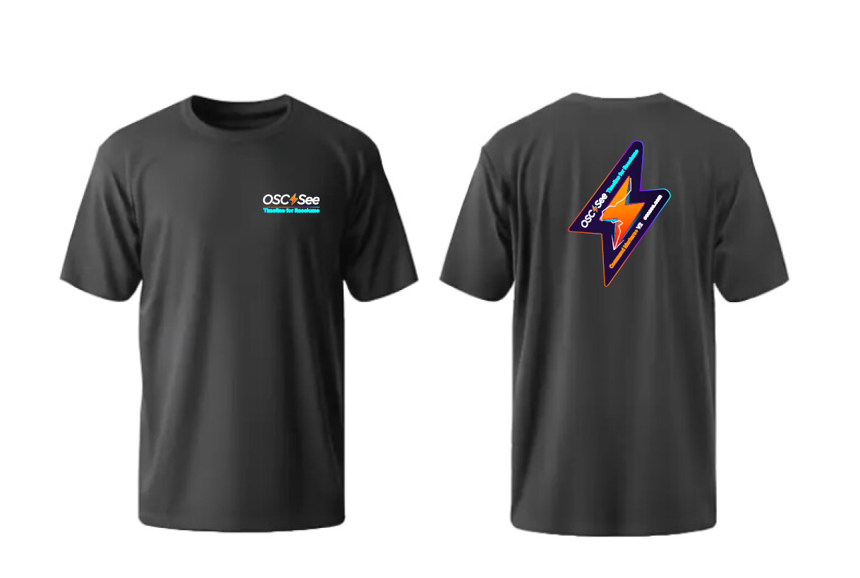 Black t-shirt, front and back