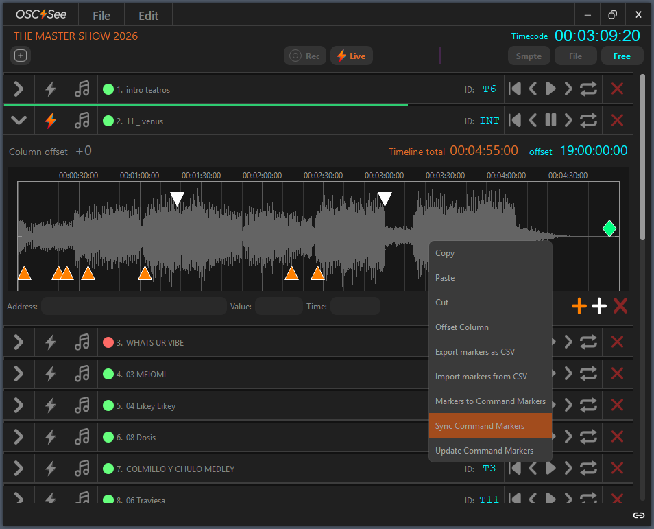 OSC See V2 timeline with Command Markers+